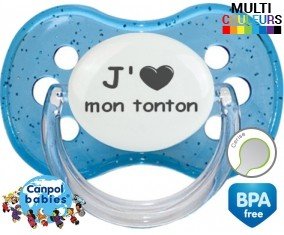 Coeur j'aime mon tonton : Tétine Cerise personnalisée