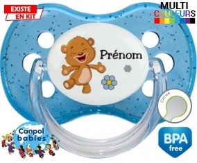 Ourson joyeux + prénom: Sucette Cerise-su7.fr