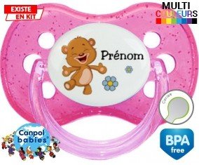 Ourson joyeux + prénom: Sucette Cerise-su7.fr