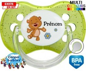 Ourson joyeux + prénom: Sucette Cerise-su7.fr