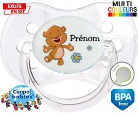 Ourson joyeux + prénom: Sucette Cerise-su7.fr