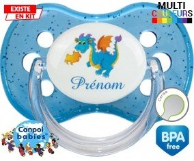 Tetine Dragon + prénom embout Cerise personnalisée