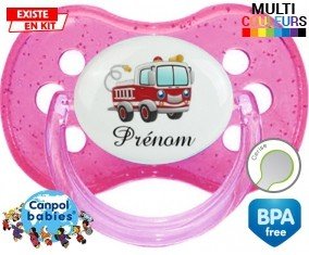 Camion pompier + prénom: Sucette Cerise-su7.fr