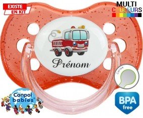 Camion pompier + prénom: Sucette Cerise-su7.fr