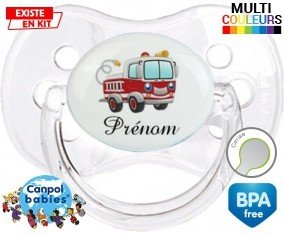 Camion pompier + prénom: Sucette Cerise-su7.fr