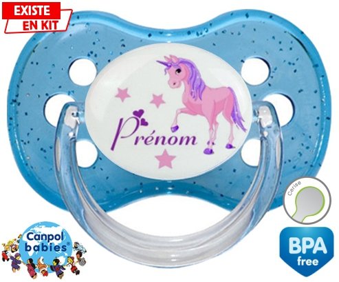 Licorne style1 + prénom: Sucette Cerise-su7.fr