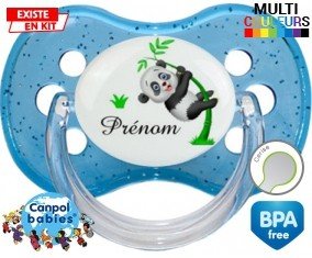 Tetine Panda style1 + prénom embout Cerise personnalisée