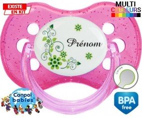 Fleur verte + prénom: Sucette Cerise-su7.fr