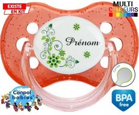 Fleur verte + prénom: Sucette Cerise-su7.fr