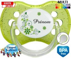 Fleur verte + prénom: Sucette Cerise-su7.fr