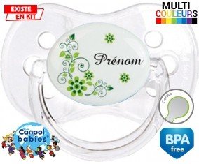 Fleur verte + prénom : Sucette Cerise