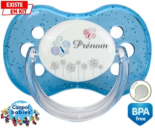 Tige fleur grise + prénom: Sucette Cerise-su7.fr