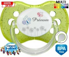 Tige fleur grise + prénom: Sucette Cerise-su7.fr