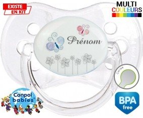 Tige fleur grise + prénom : Sucette Cerise