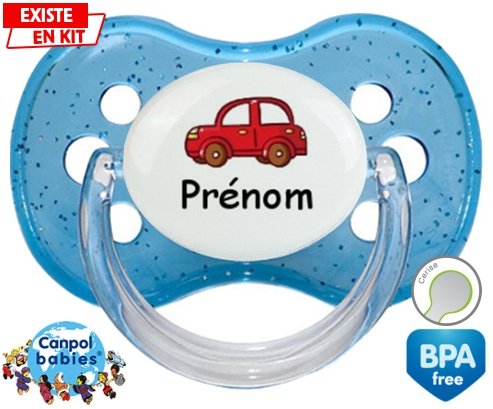 Voiture rouge + prénom: Sucette Cerise-su7.fr