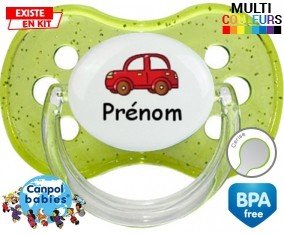 Voiture rouge + prénom: Sucette Cerise-su7.fr