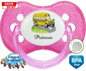 Bus jaune + prénom: Sucette Cerise-su7.fr