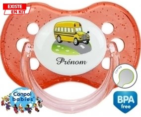 Bus jaune + prénom: Sucette Cerise-su7.fr