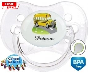 Bus jaune + prénom: Sucette Cerise-su7.fr