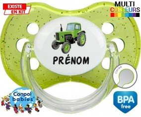 Tetine Tracteur + prénom embout Cerise