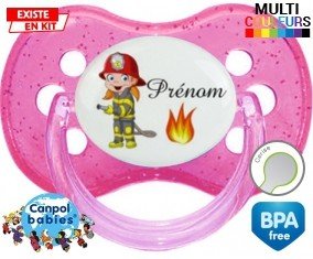 Pompier flamme + prénom: Sucette Cerise-su7.fr