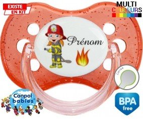 Pompier flamme + prénom: Sucette Cerise-su7.fr