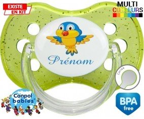 Oiseau bleu style1 + prénom: Sucette Cerise-su7.fr