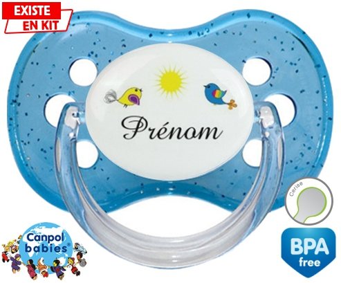 Oiseau et soleil + prénom: Sucette Cerise-su7.fr