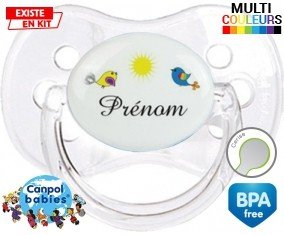 Oiseau et soleil + prénom: Sucette Cerise-su7.fr