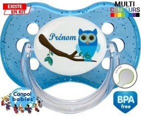 Hibou style1 + prénom : Tétine Cerise personnalisée