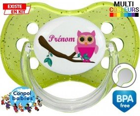 Hibou rose + prénom: Sucette Cerise-su7.fr