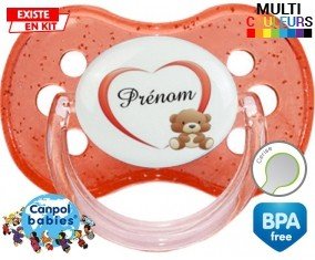 Ourson cœur + prénom: Sucette Cerise-su7.fr