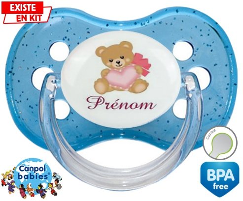 Ours cœur + prénom: Sucette Cerise-su7.fr