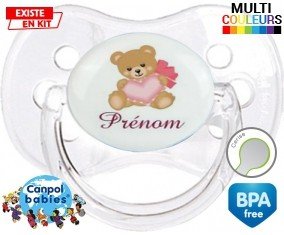 Ours cœur + prénom: Sucette Cerise-su7.fr