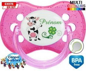 Vache et trèfle + prénom: Sucette Cerise-su7.fr