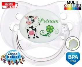 Vache et trèfle + prénom: Sucette Cerise-su7.fr
