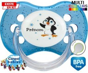 Pingouin + prénom : Sucette Cerise personnalisée