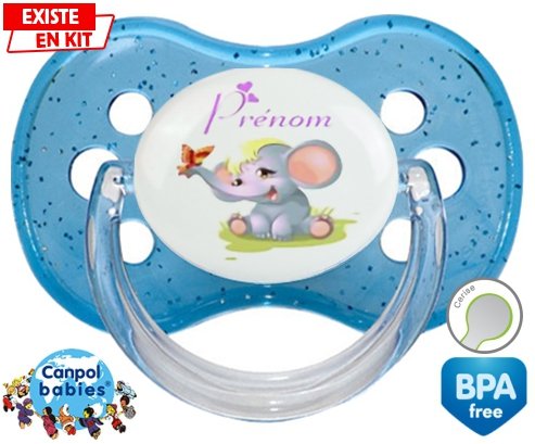 Eléphant style1 + prénom: Sucette Cerise-su7.fr