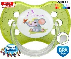 Eléphant style1 + prénom: Sucette Cerise-su7.fr