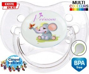 Eléphant style1 + prénom: Sucette Cerise-su7.fr