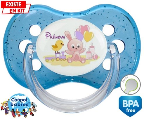 Lapin train + prénom: Sucette Cerise-su7.fr