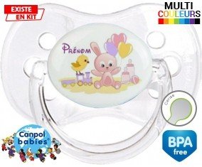 Lapin train + prénom: Sucette Cerise-su7.fr