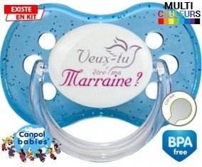 Tetine Veux-tu être ma marraine? Style2 embout Cerise personnalisée