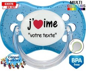J'aime style2 + prénom : Tétine Cerise personnalisée