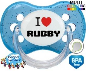 Tetine J'aime le rugby embout Cerise personnalisée