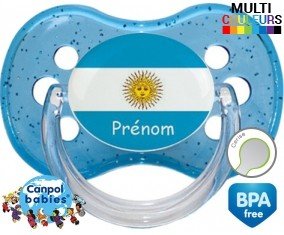 Drapeau argentine + prénom: Sucette Cerise-su7.fr