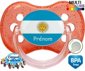 Drapeau argentine + prénom: Sucette Cerise-su7.fr