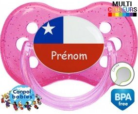 Drapeau chili + prénom: Sucette Cerise-su7.fr