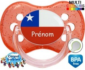 Drapeau chili + prénom: Sucette Cerise-su7.fr