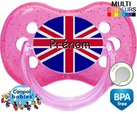 Drapeau angleterre + prénom: Sucette Cerise-su7.fr